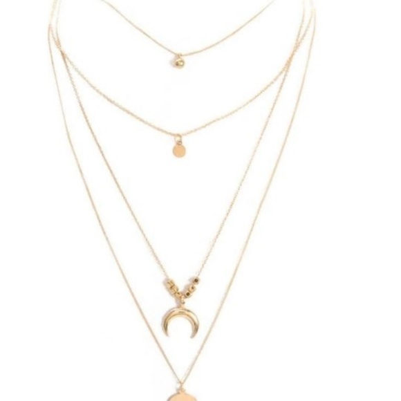 Boho Layered Moon Necklace - Picture 4 of 8